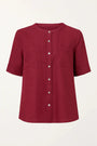 Camicia girocollo con tasche frontali in misto lino e viscosa DORABELLA Burgundy-XXL