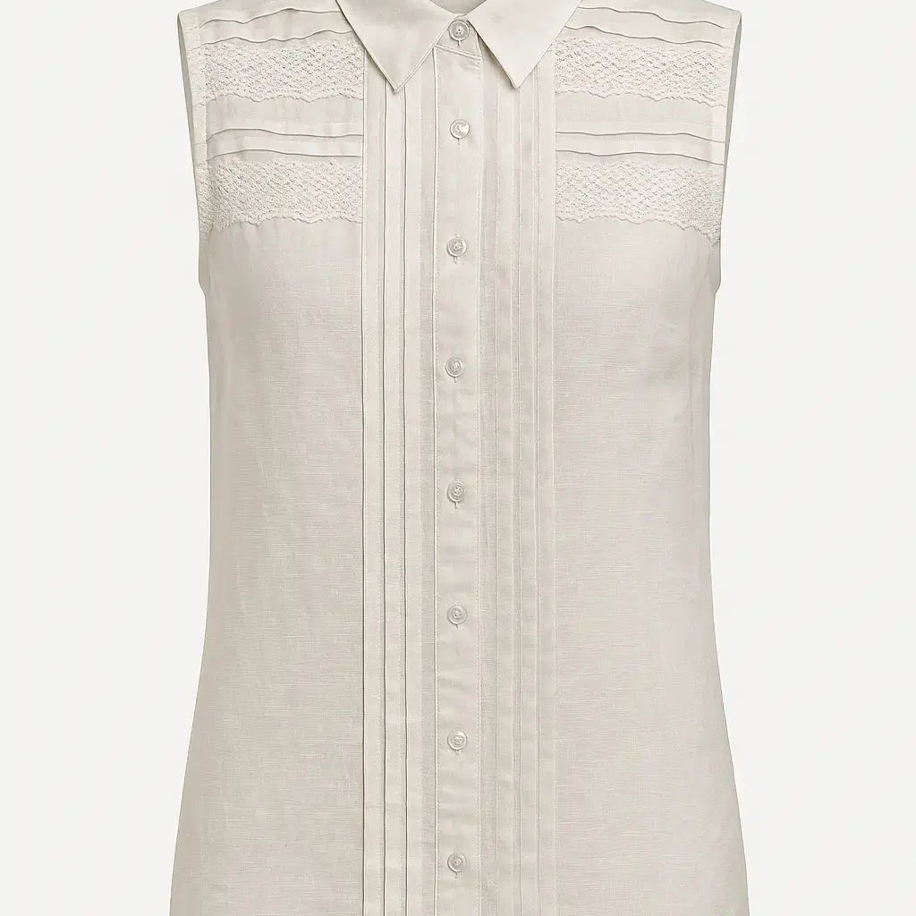 Camicia giromanica con colletto e trine in pizzo sul davanti DORABELLA XXL