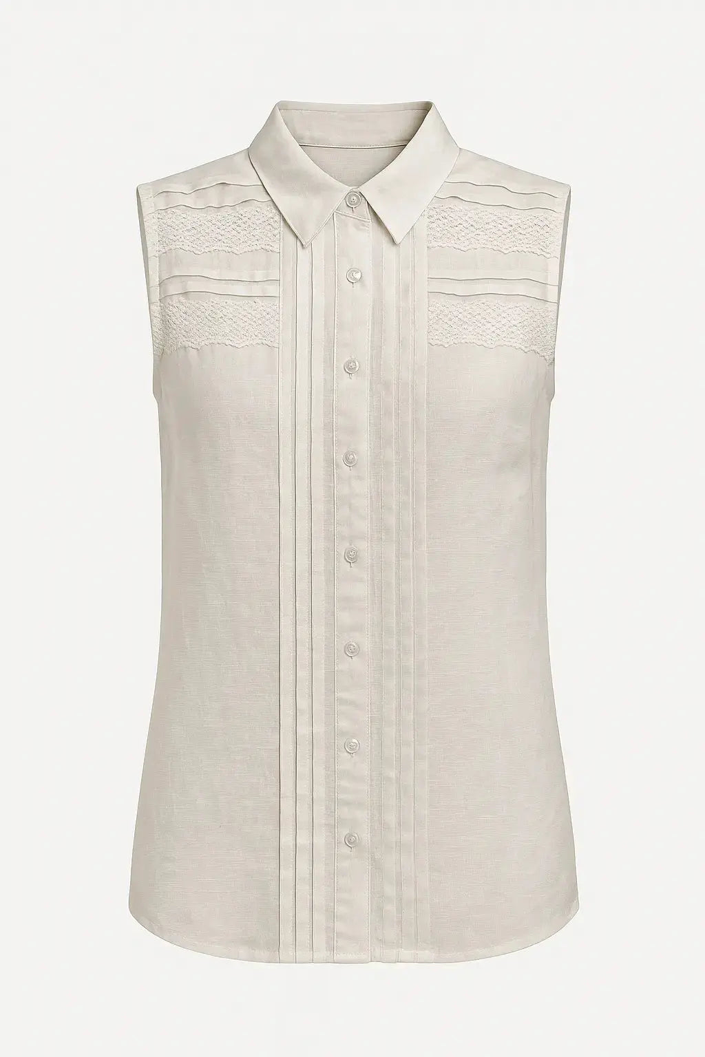 Camicia giromanica con colletto e trine in pizzo sul davanti DORABELLA XXL