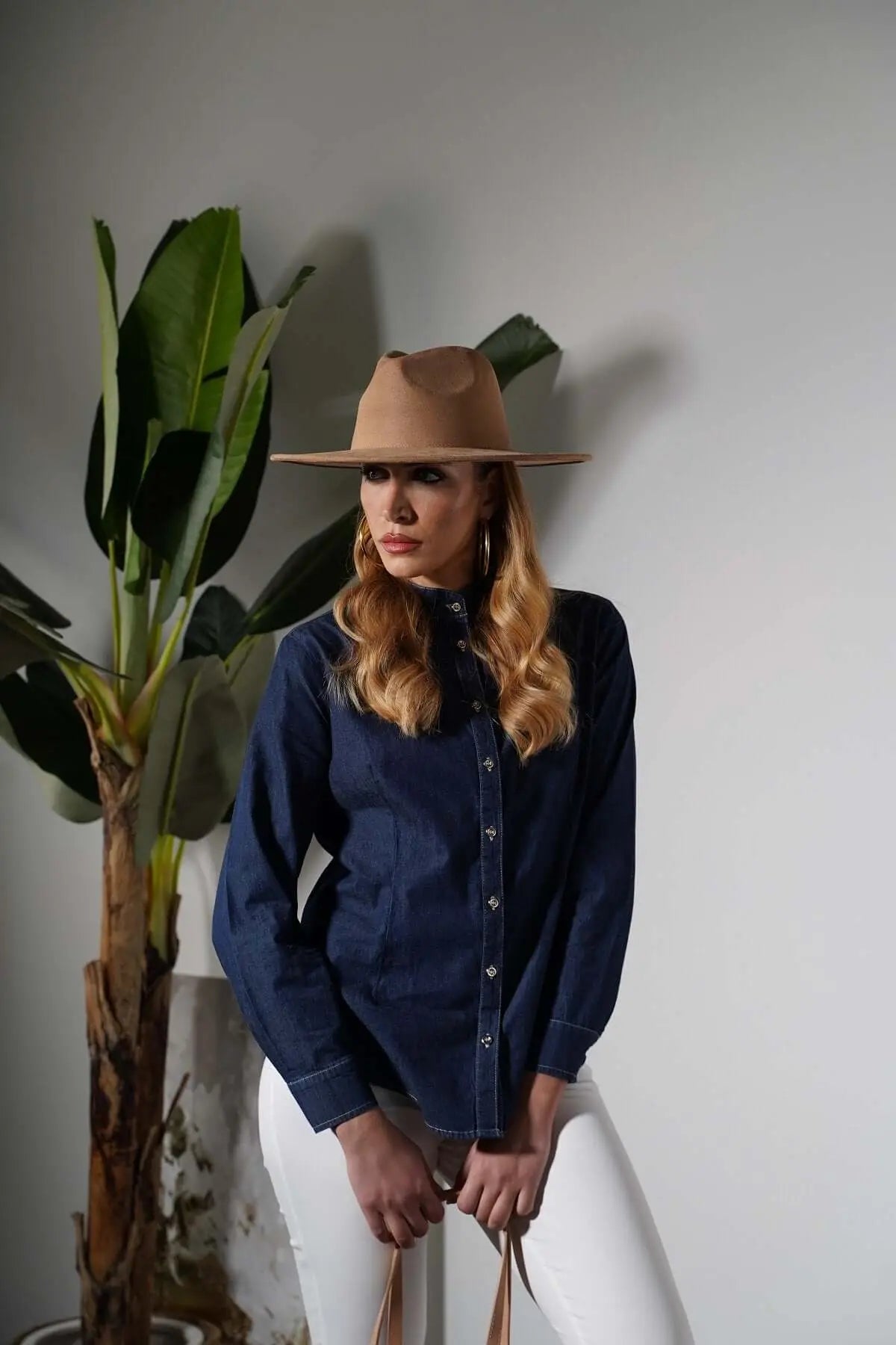 Denim Modelos De Blusas De Chambray Blusa Manga Larga En Chambray