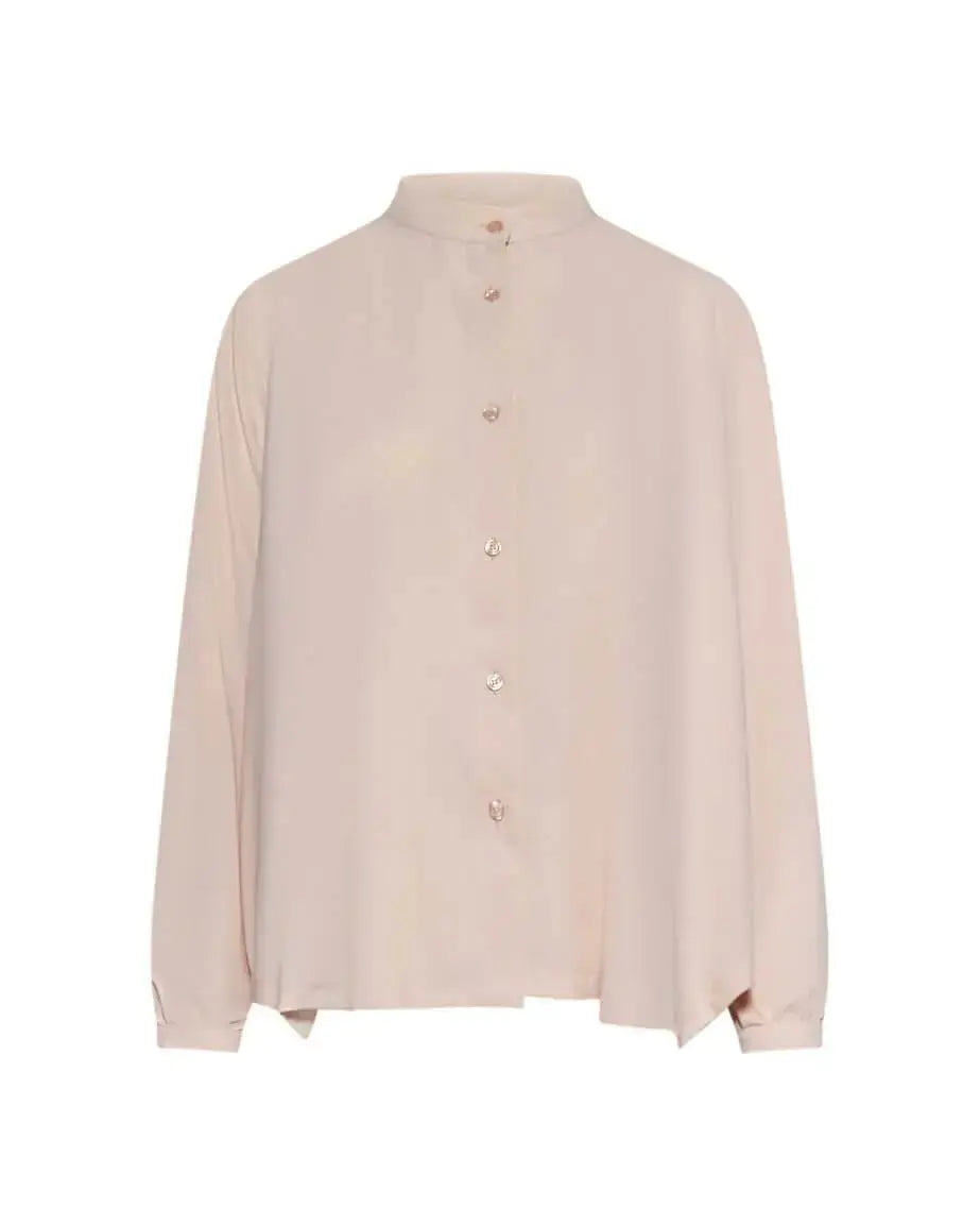 Camicia in crêpe tinta unita con colletto alla coreana e orlo asimmetrico CIPRIA DORABELLA