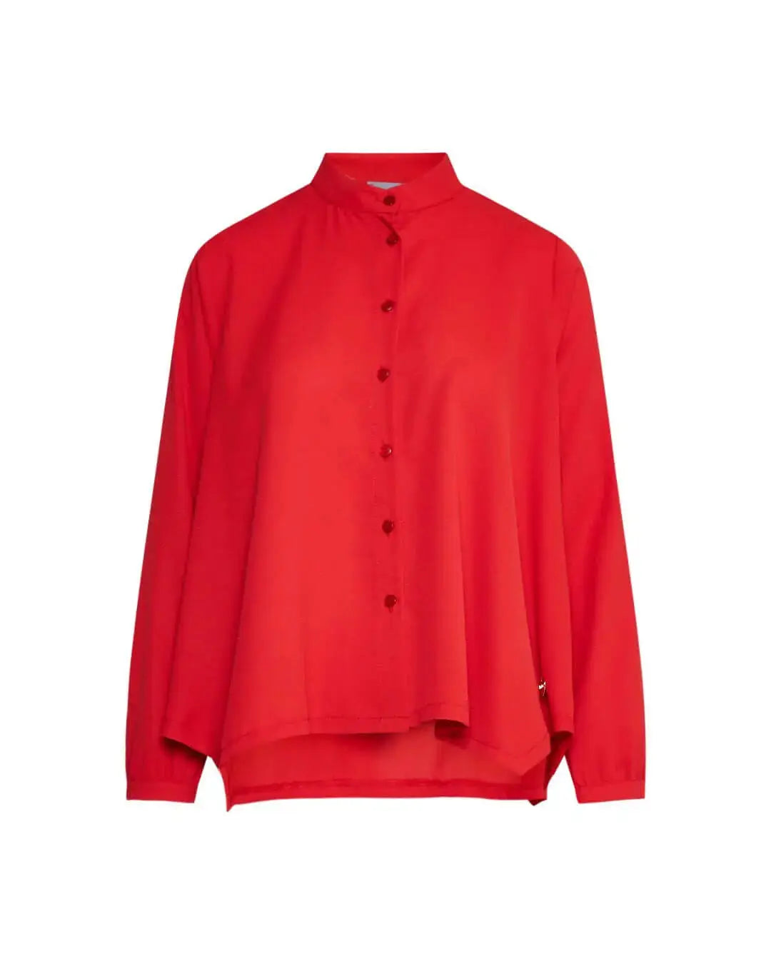 Camicia in crêpe tinta unita con colletto alla coreana e orlo asimmetrico PAPAVERO DORABELLA