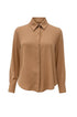 Camicia in georgette con colletto a maniche lunghe e abbottonatura nascosta Unica by Dorabella Beige-Taglia-unica-44-46-o-M-L