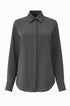 Camicia in georgette con colletto a maniche lunghe e abbottonatura nascosta Unica by Dorabella Grigio-Taglia-unica-44-46-o-M-L