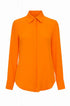 Camicia in georgette con colletto a maniche lunghe e abbottonatura nascosta Unica by Dorabella Arancione-Taglia-unica-44-46-o-M-L