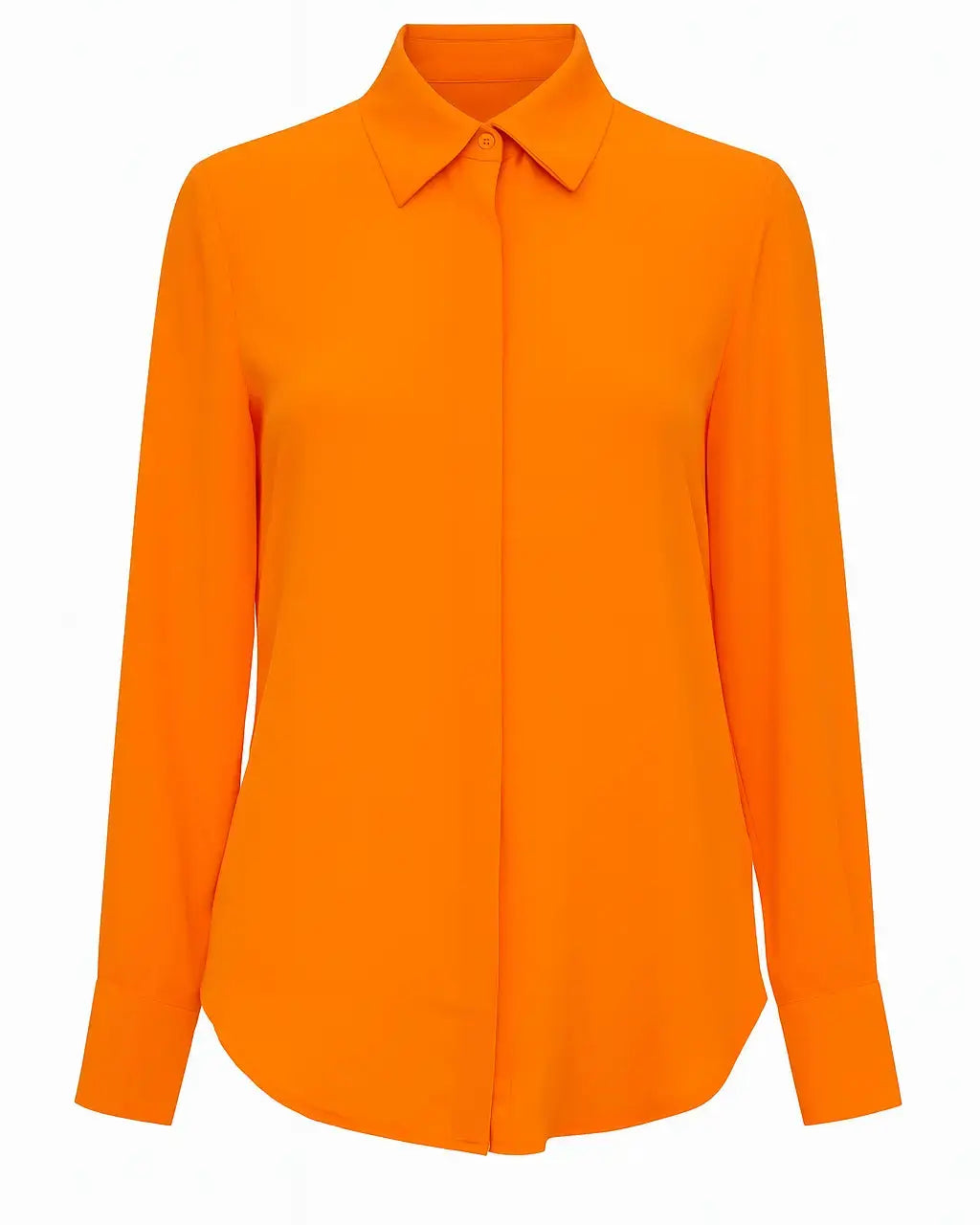 Camicia in georgette con colletto a maniche lunghe e abbottonatura nascosta Unica by Dorabella Arancione-Taglia-unica-44-46-o-M-L