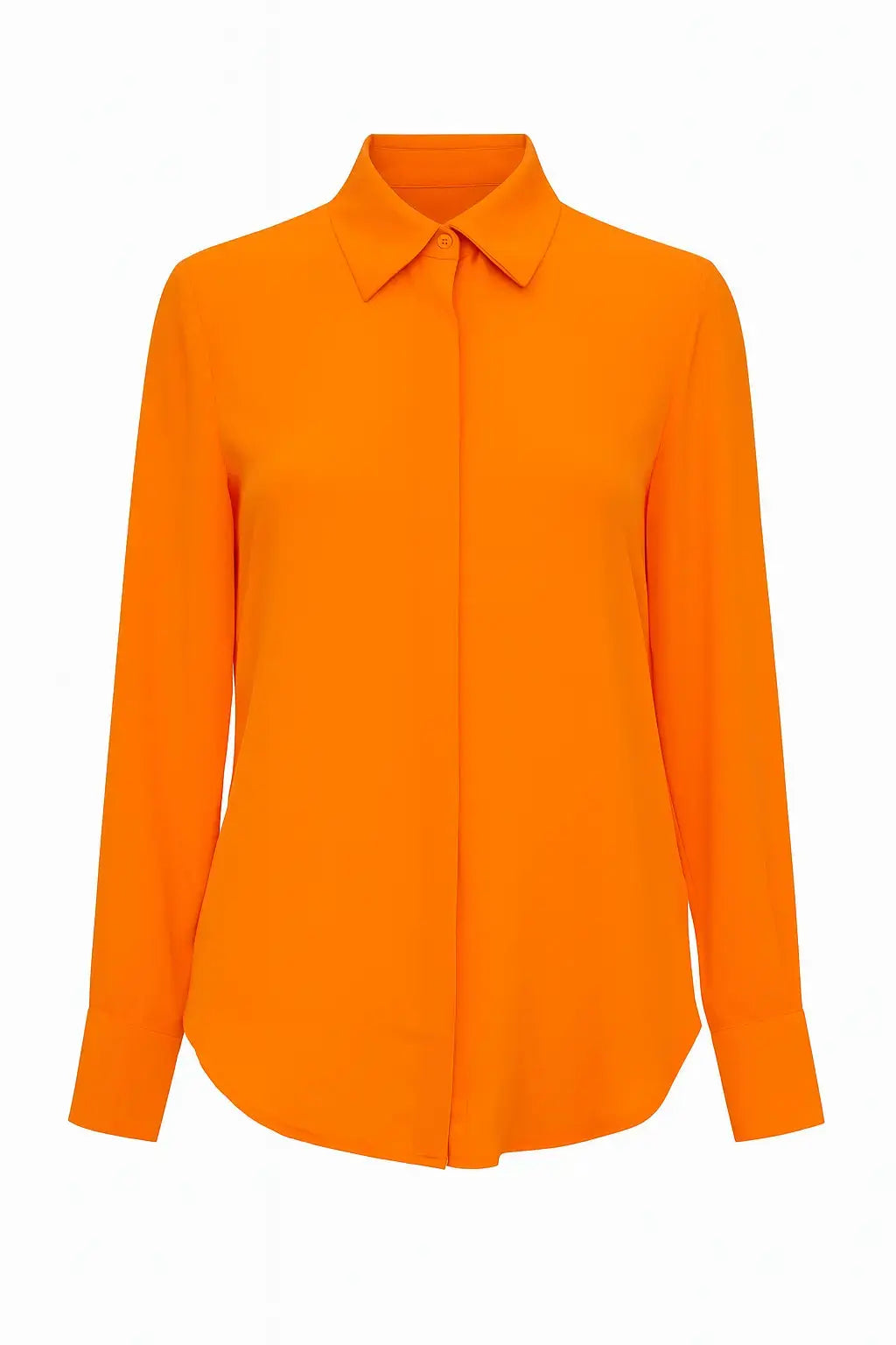Camicia in georgette con colletto a maniche lunghe e abbottonatura nascosta Unica by Dorabella Arancione-Taglia-unica-44-46-o-M-L