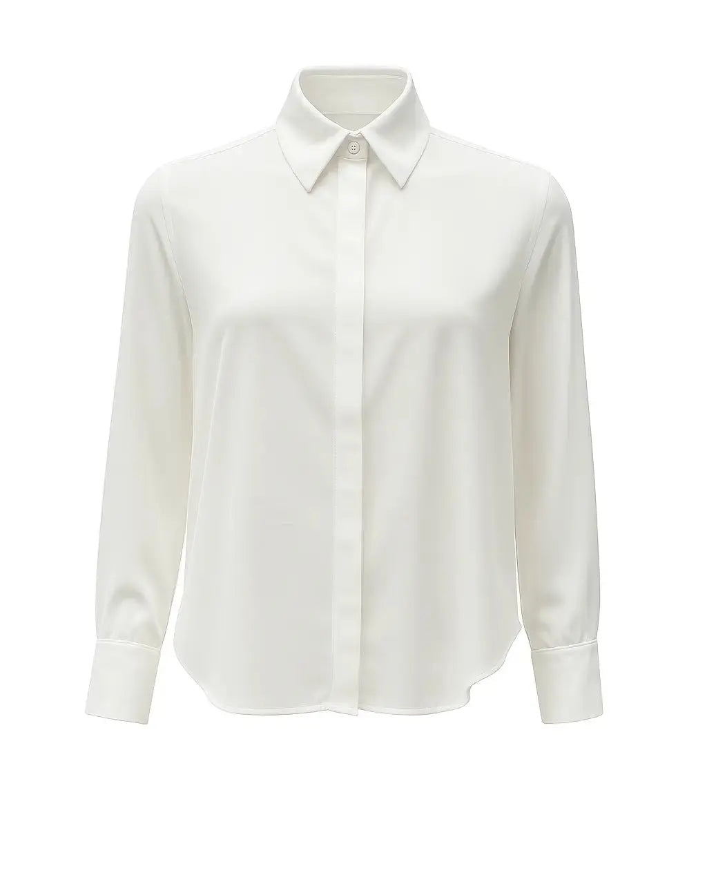 Camicia in georgette con colletto a maniche lunghe e abbottonatura nascosta Unica by Dorabella Bianco-Taglia-unica-44-46-o-M-L