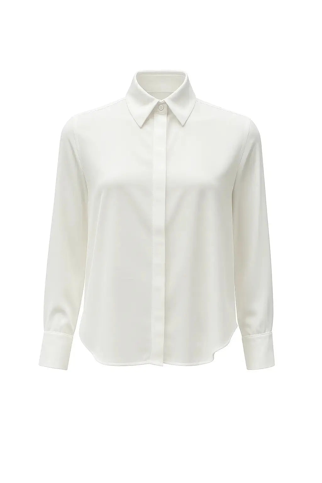Camicia in georgette con colletto a maniche lunghe e abbottonatura nascosta Unica by Dorabella Bianco-Taglia-unica-44-46-o-M-L