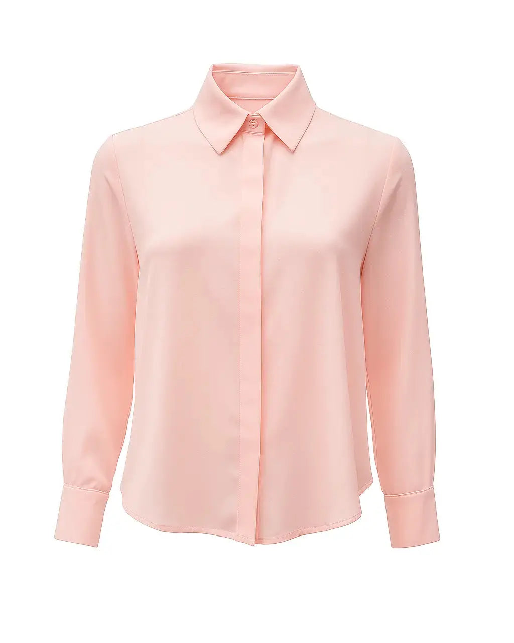 Camicia in georgette con colletto a maniche lunghe e abbottonatura nascosta Unica by Dorabella Rosa-Taglia-unica-44-46-o-M-L