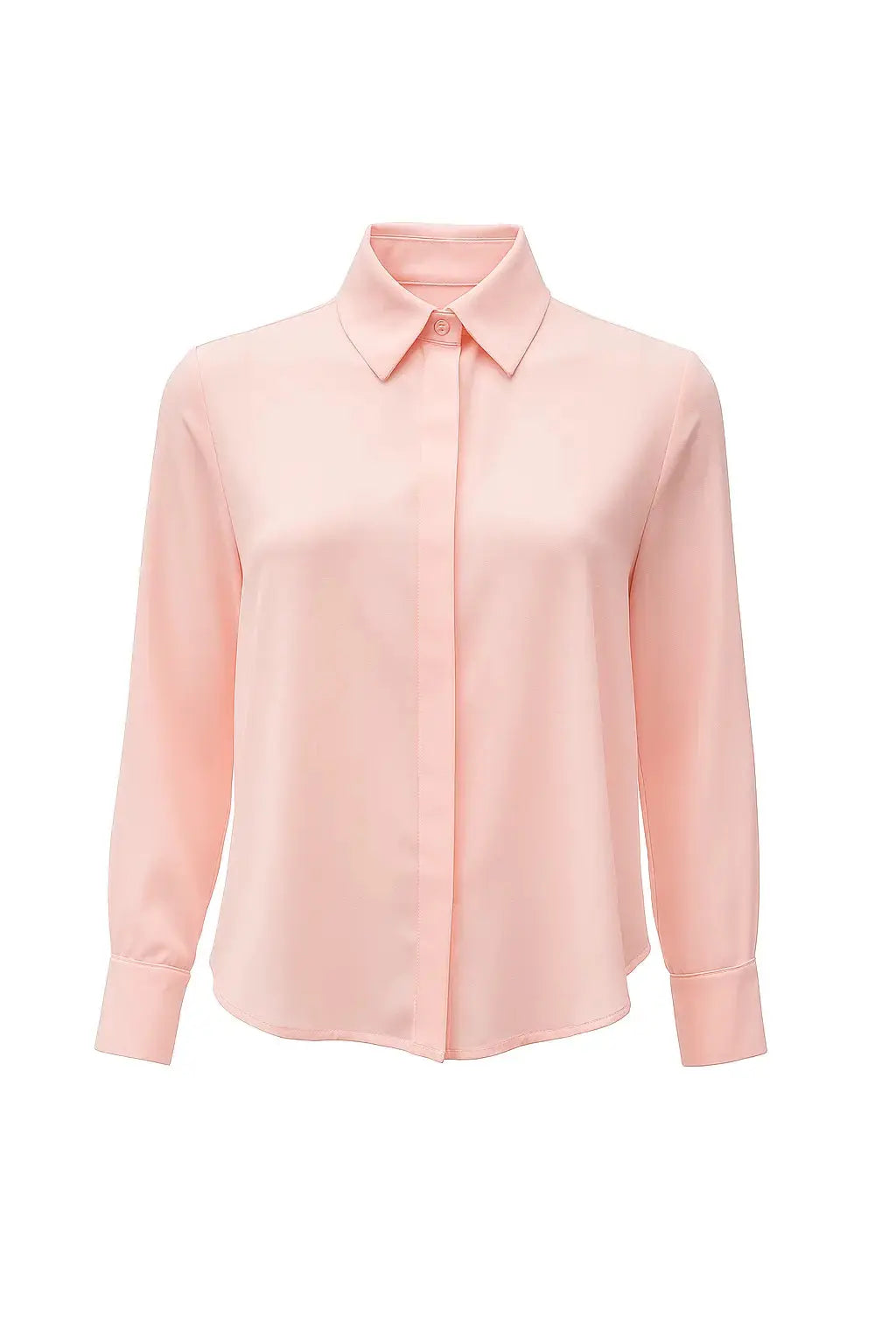 Camicia in georgette con colletto a maniche lunghe e abbottonatura nascosta Unica by Dorabella Rosa-Taglia-unica-44-46-o-M-L