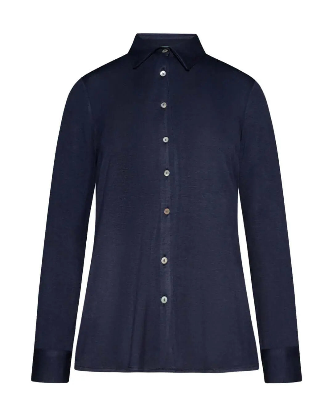 Camicia in jersey elasticizzato tinta unita con maniche a tre quarti. BLU DORABELLA 3XL