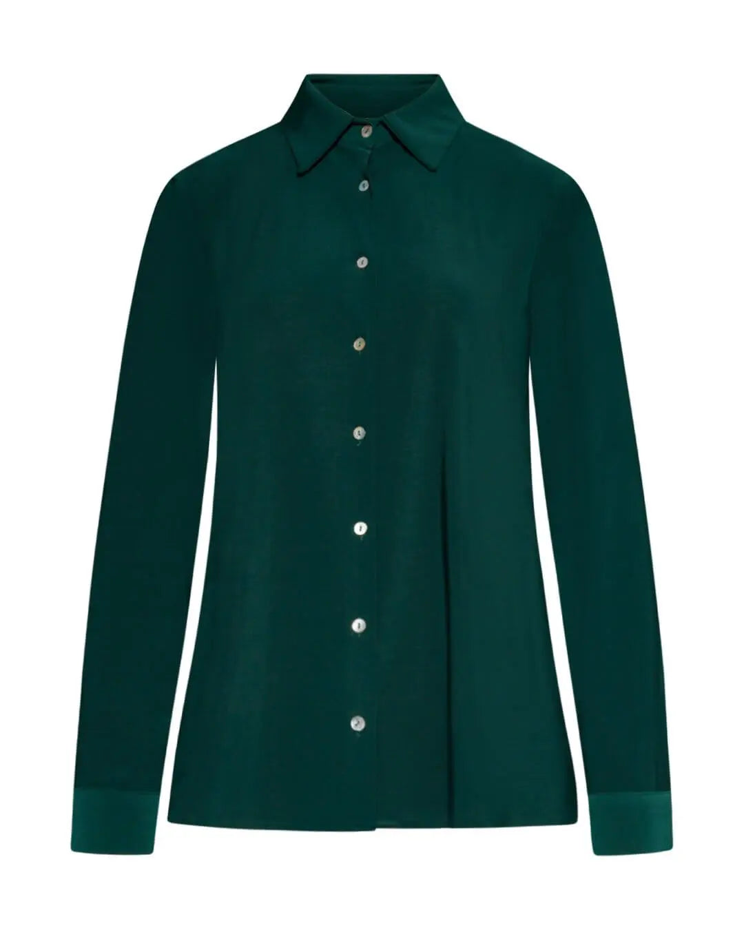 Camicia in jersey elasticizzato tinta unita con maniche a tre quarti. VERDE BOSCO DORABELLA 3XL