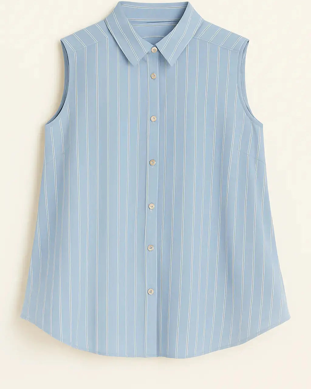 Camicia in mussola rigata a giromanica con godet laterali DORABELLA