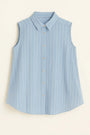 Camicia in mussola rigata a giromanica con godet laterali DORABELLA