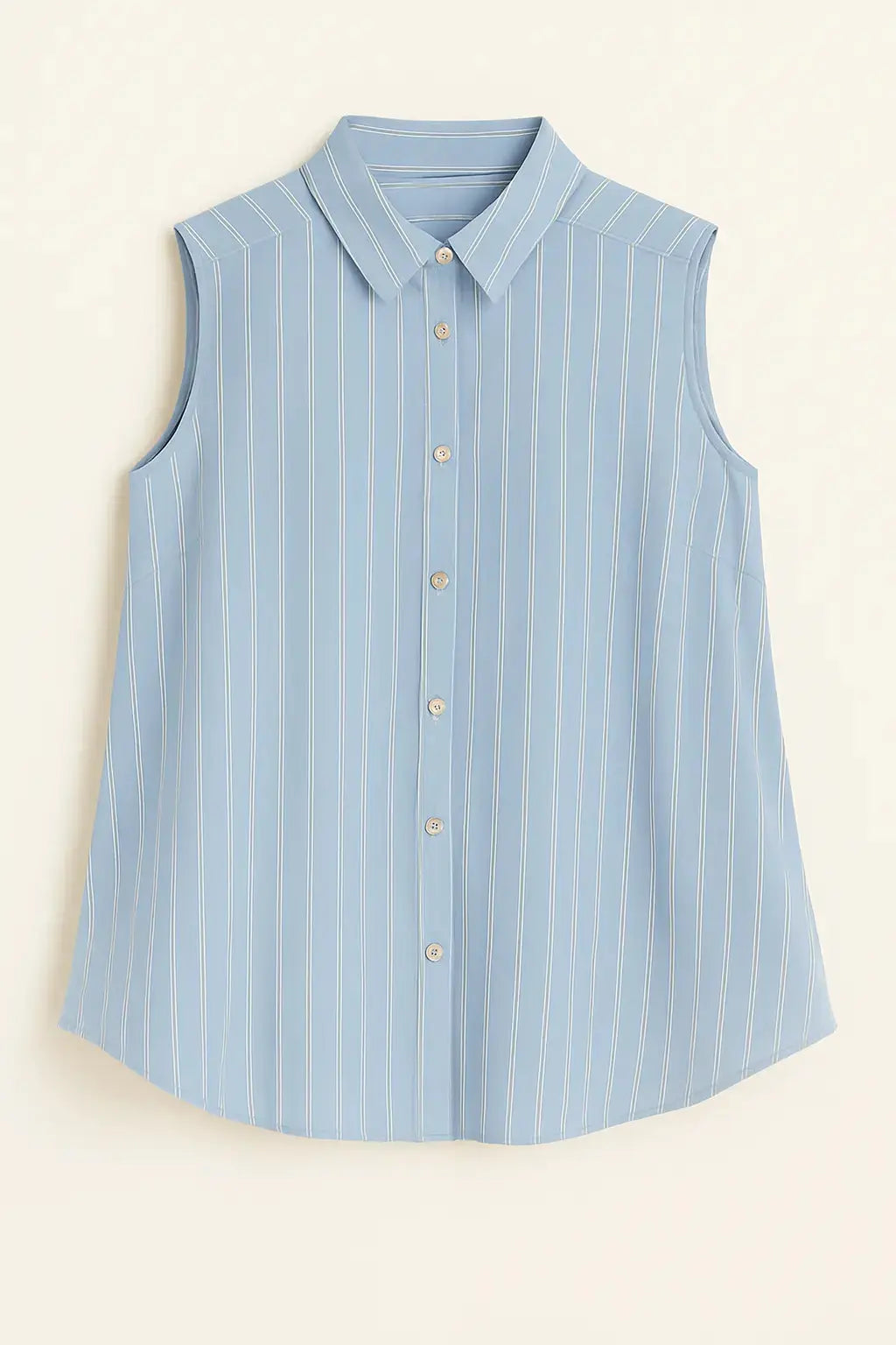 Camicia in mussola rigata a giromanica con godet laterali DORABELLA