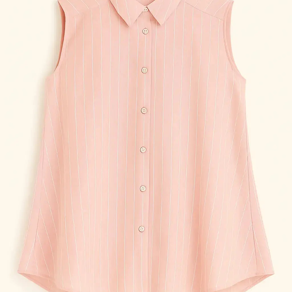Camicia in mussola rigata a giromanica con godet laterali DORABELLA