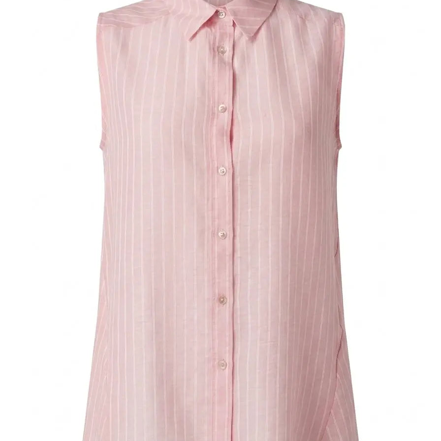 Camicia in mussola rigata a giromanica con godet laterali DORABELLA