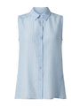 Camicia in mussola rigata a giromanica con godet laterali DORABELLA