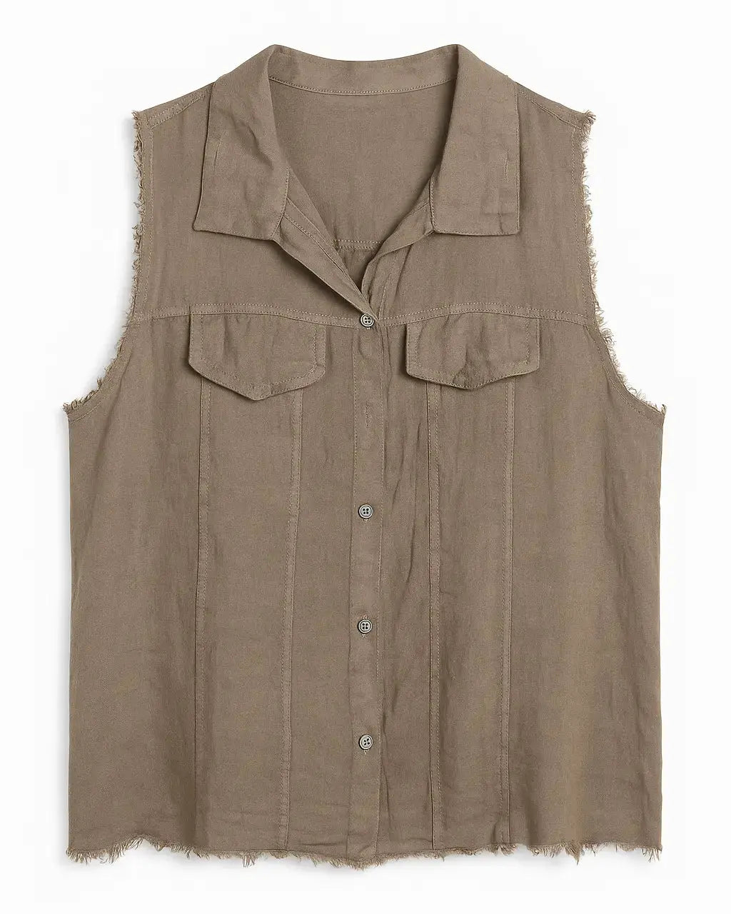 Camicia giromanica con pattine e orlo sfrangiato Unica by Dorabella
