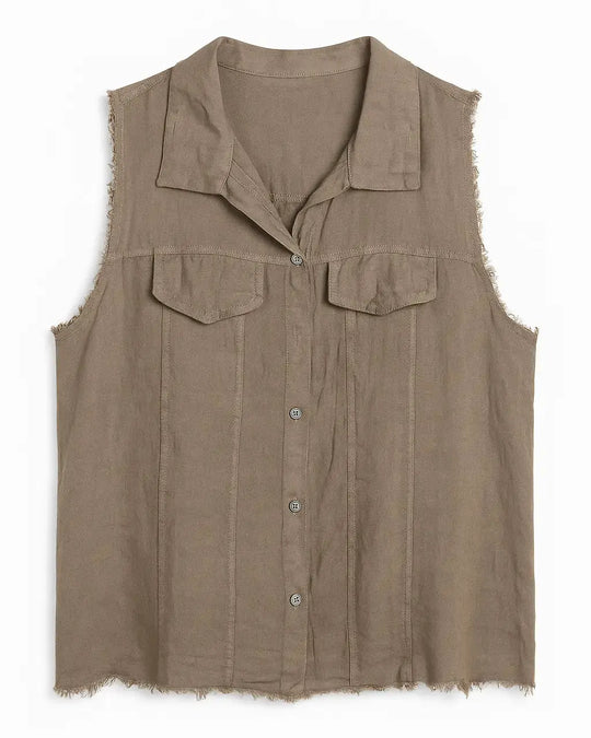Camicia giromanica con pattine e orlo sfrangiato Unica by Dorabella