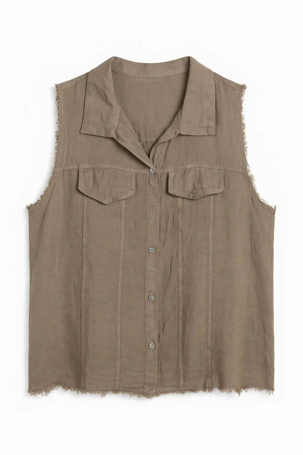 Camicia giromanica con pattine e orlo sfrangiato Unica by Dorabella