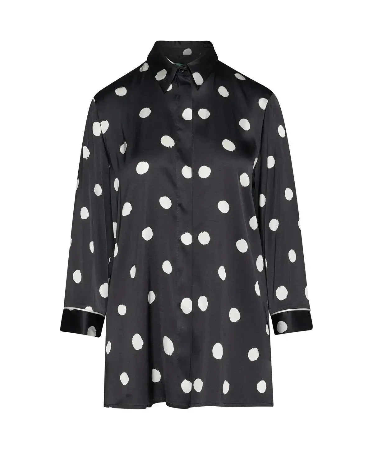 Camicia in raso di viscosa con stampa pois NERO DORABELLA