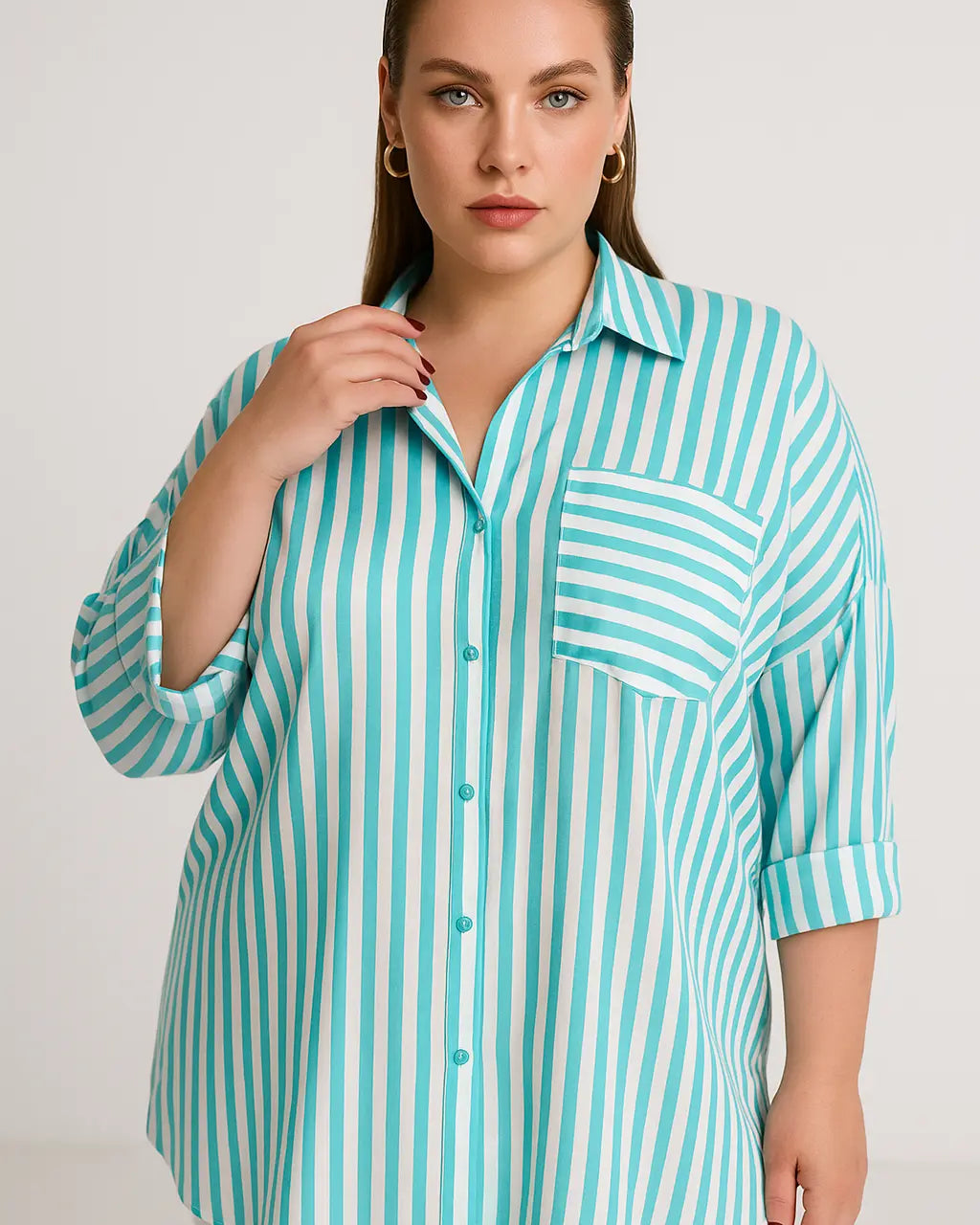 Camicia oversize con maniche lunghe risvoltate e taschino Unica by Dorabella