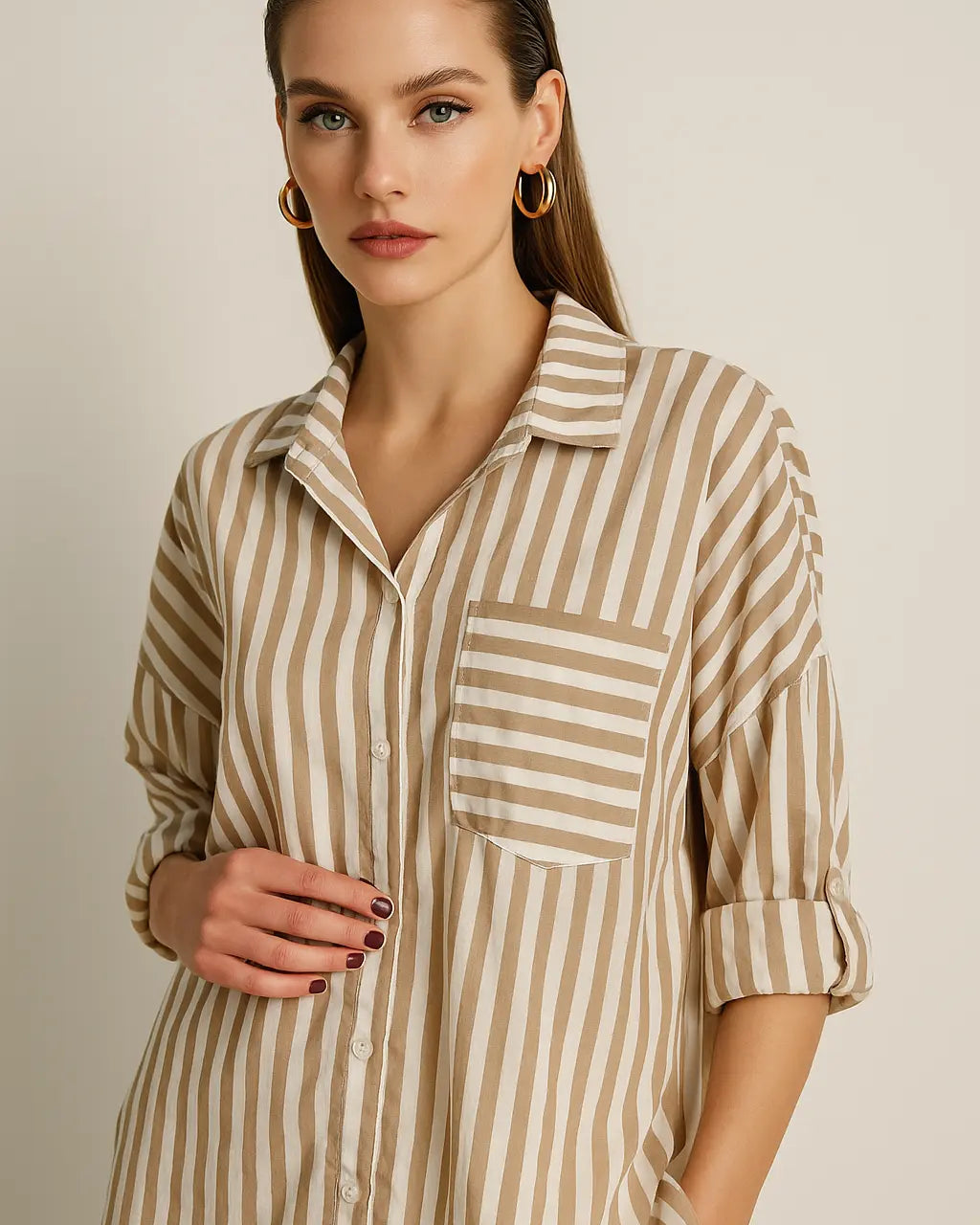 Camicia oversize con maniche lunghe risvoltate e taschino Unica by Dorabella