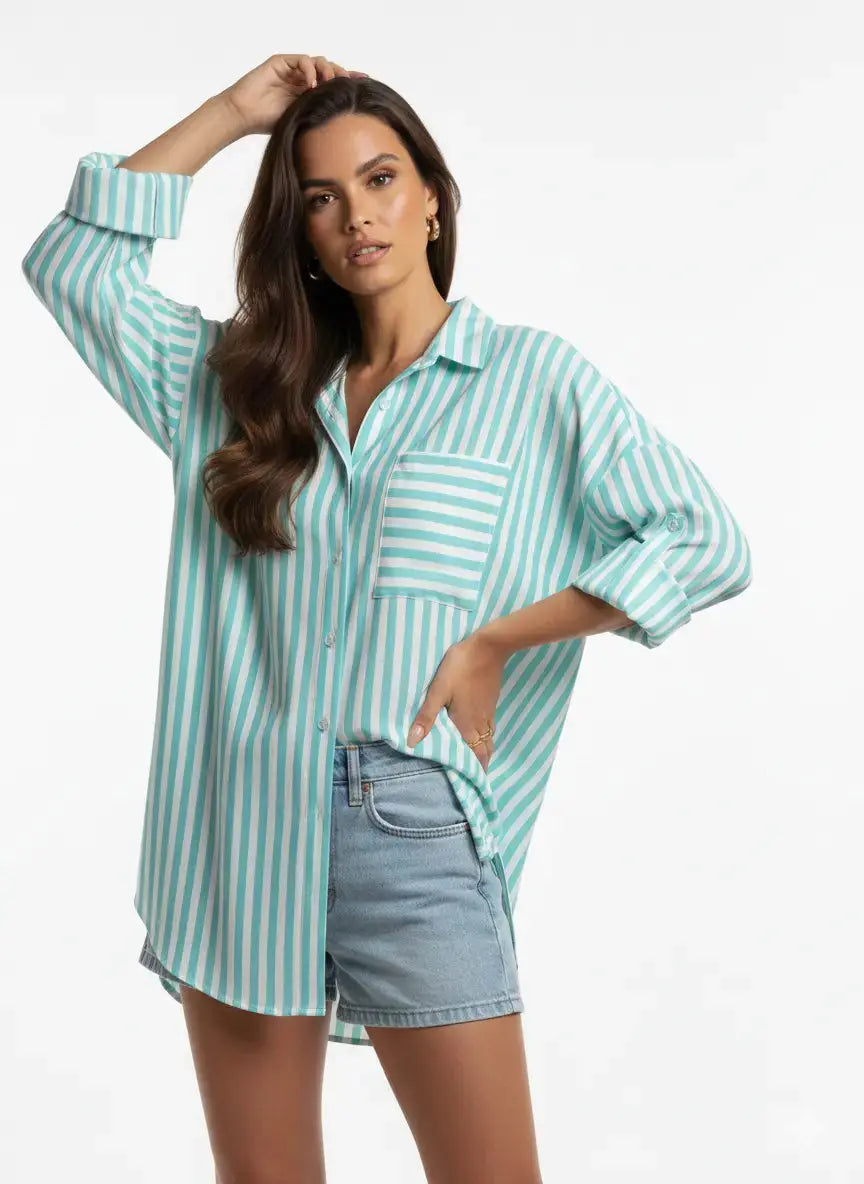 Camicia oversize con maniche lunghe risvoltate e taschino Unica by Dorabella