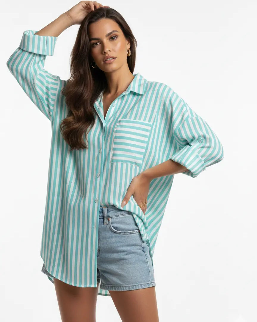 Camicia oversize con maniche lunghe risvoltate e taschino Unica by Dorabella