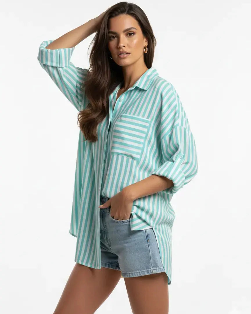 Camicia oversize con maniche lunghe risvoltate e taschino Unica by Dorabella