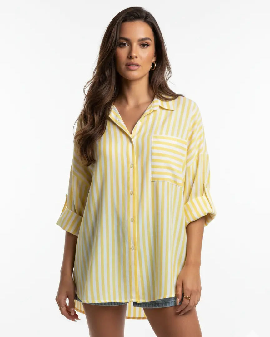 Camicia oversize con maniche lunghe risvoltate e taschino Unica by Dorabella