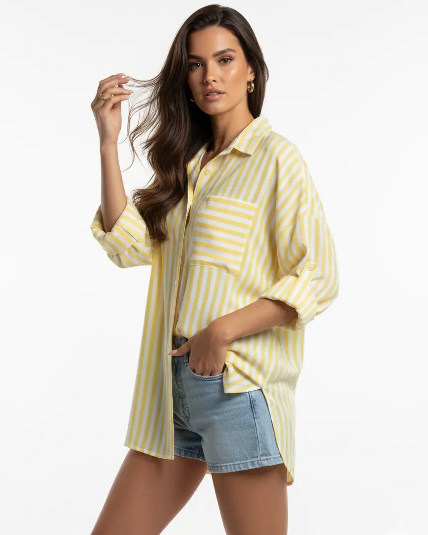 Camicia oversize con maniche lunghe risvoltate e taschino Unica by Dorabella