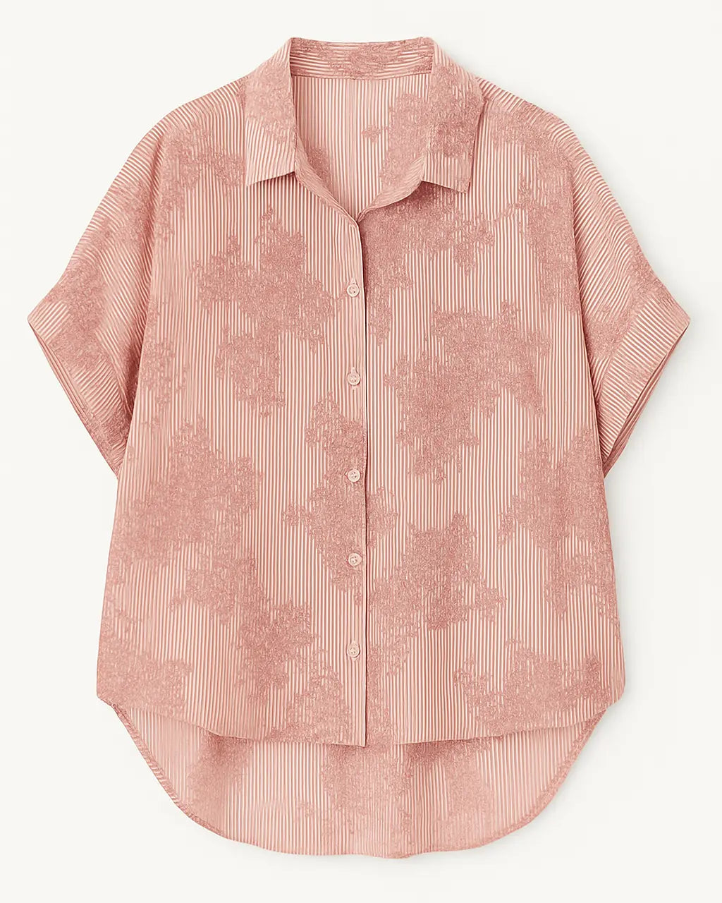 Camicia oversize in popeline rigato con ricami Unica by Dorabella Rosa-Taglia-Unica-Curvy-fino-alla-54