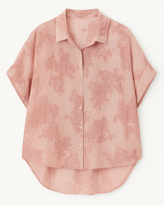 Camicia oversize in popeline rigato con ricami Unica by Dorabella Rosa-Taglia-Unica-Curvy-fino-alla-54