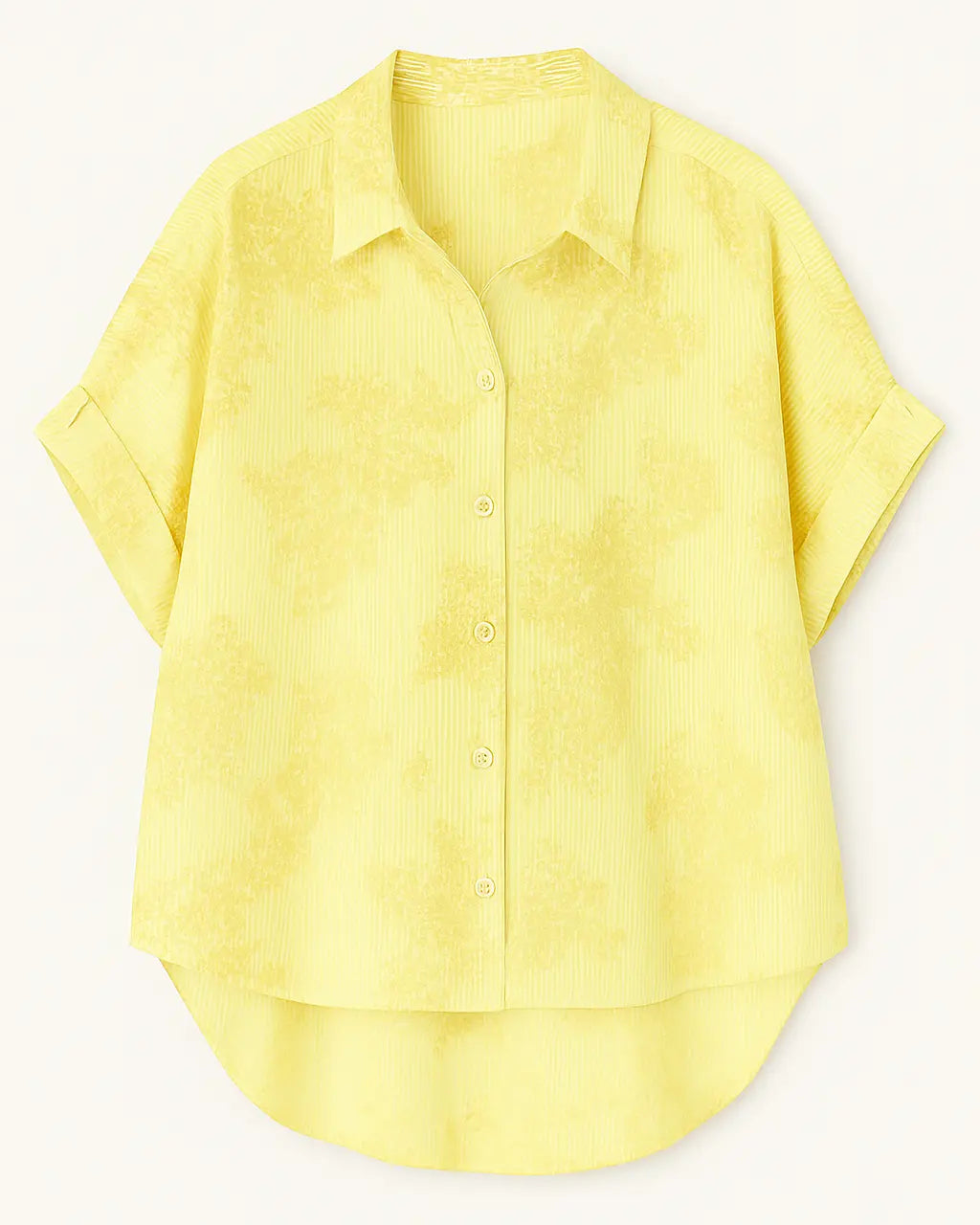 Camicia oversize in popeline rigato con ricami Unica by Dorabella Giallo-Taglia-Unica-Curvy-fino-alla-54