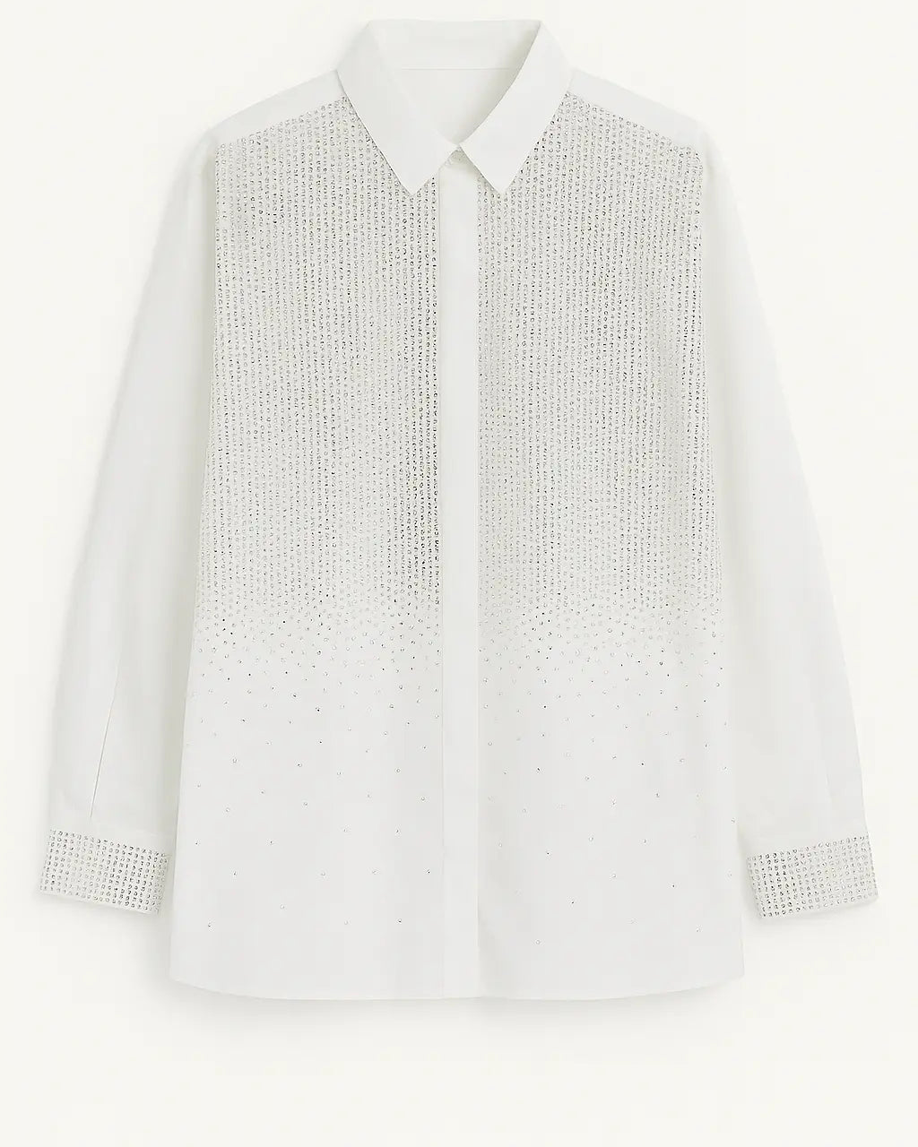 Camicia semi-over con applicazioni strass sul davanti e sui polsi Unica by Dorabella