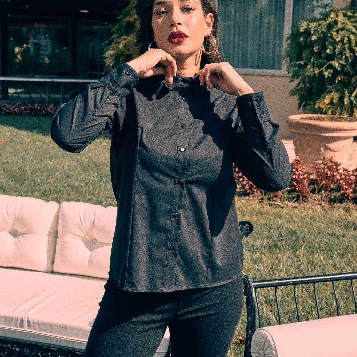 Camicia slim flit con pinces NERO DORABELLA XXL