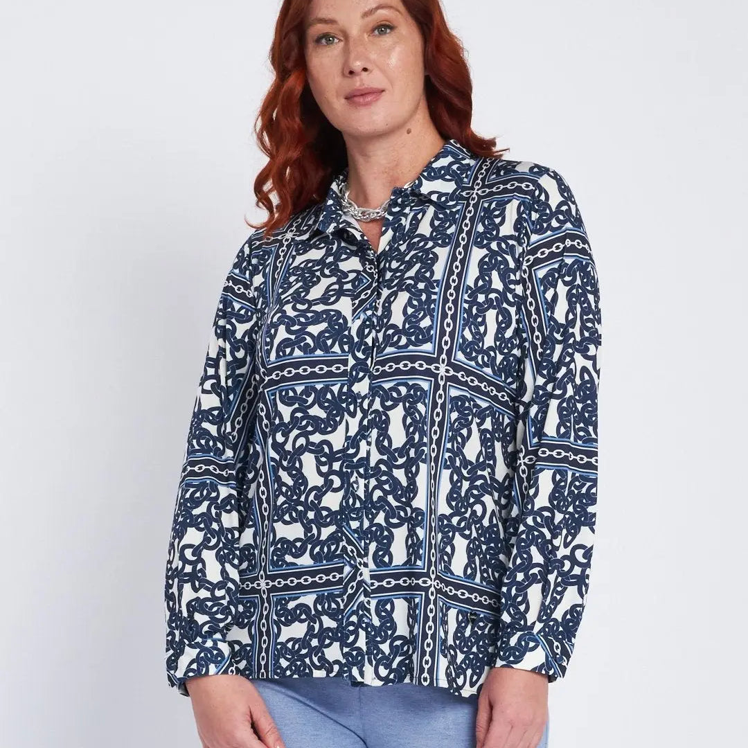 Camicia stretch con stampa all over BLU DORABELLA PIU' 49