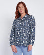Camicia stretch con stampa all over BLU DORABELLA PIU' 49