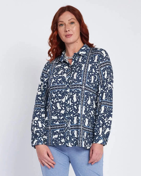 Camicia stretch con stampa all over BLU DORABELLA PIU' 49