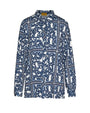 Camicia stretch con stampa all over BLU DORABELLA PIU'