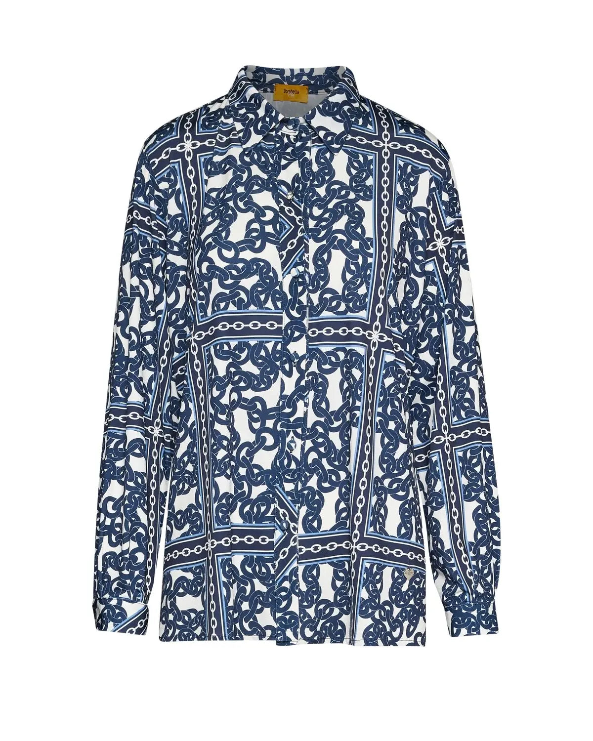 Camicia stretch con stampa all over BLU DORABELLA PIU'