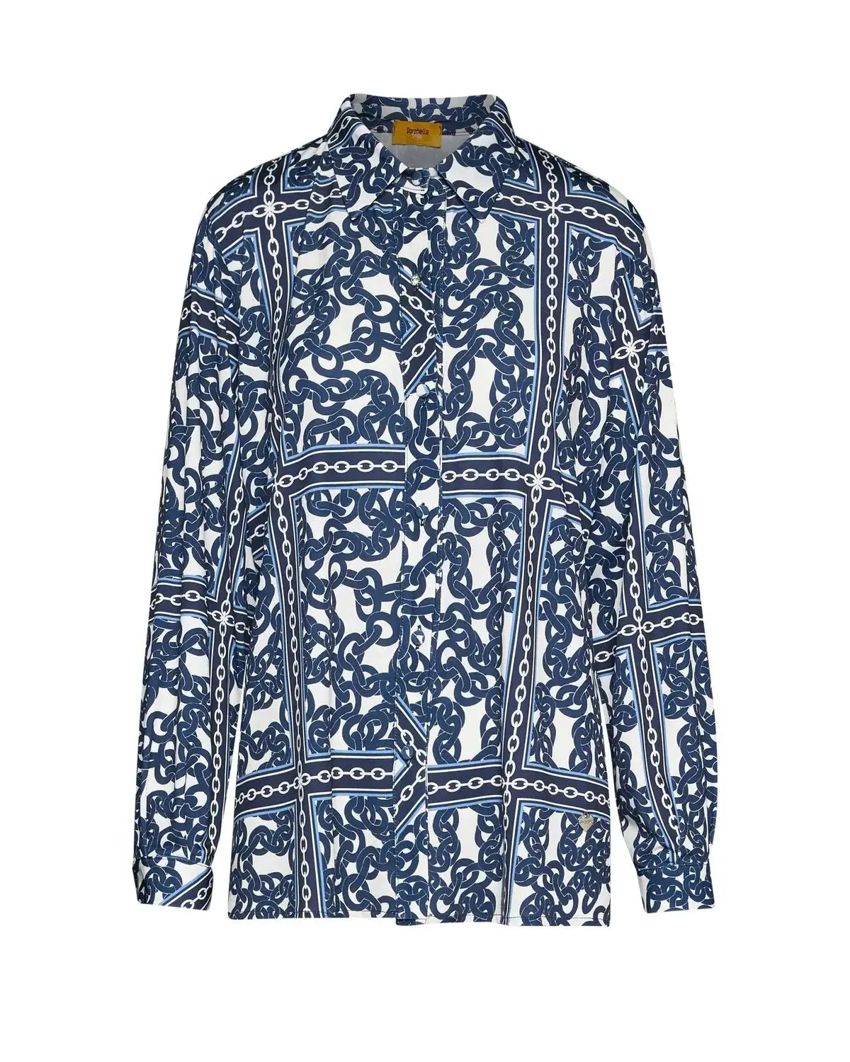 Camicia stretch con stampa all over BLU DORABELLA PIU'