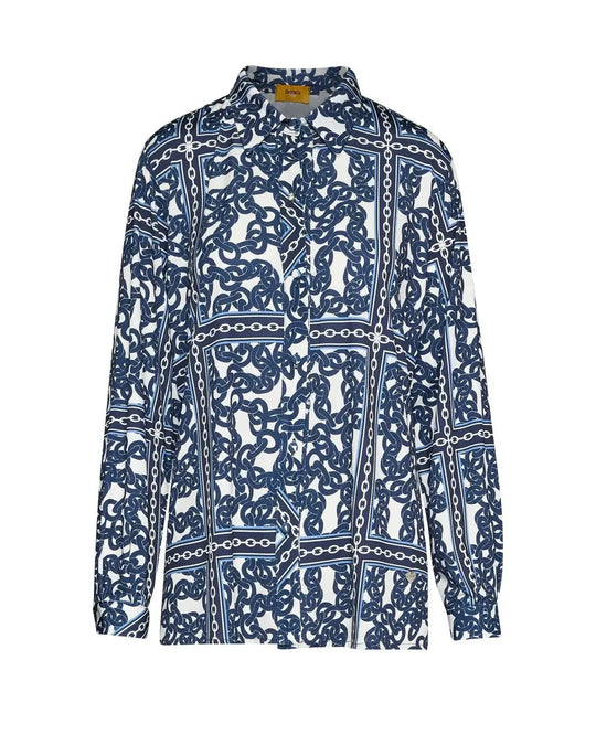 Camicia stretch con stampa all over BLU DORABELLA PIU'