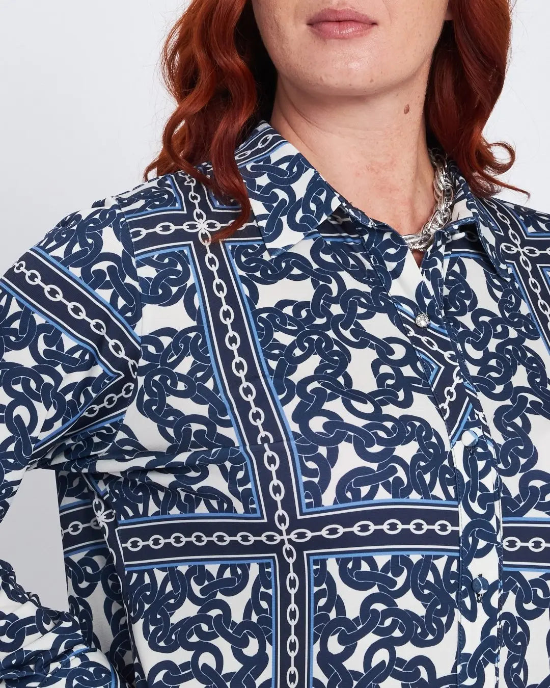 Camicia stretch con stampa all over BLU DORABELLA PIU'