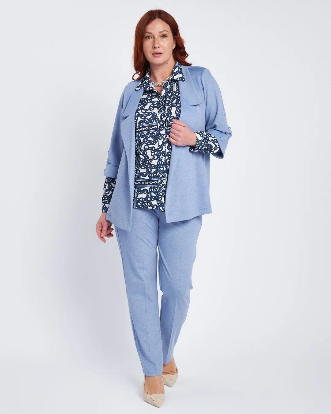 Camicia stretch con stampa all over BLU DORABELLA PIU'