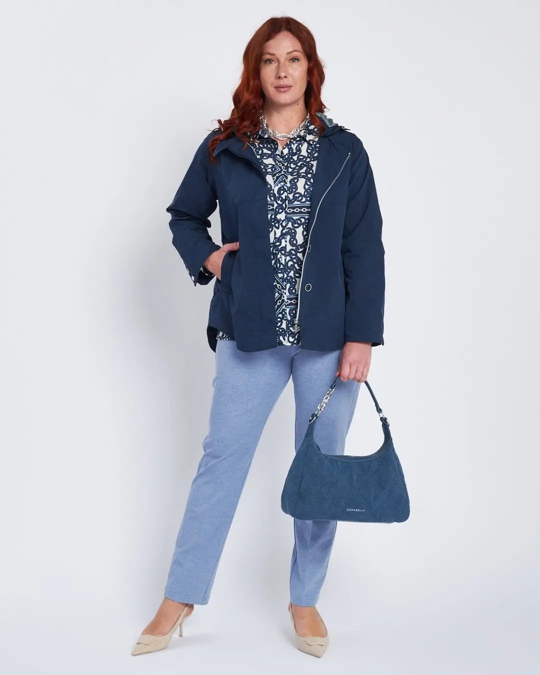 Camicia stretch con stampa all over BLU DORABELLA PIU'