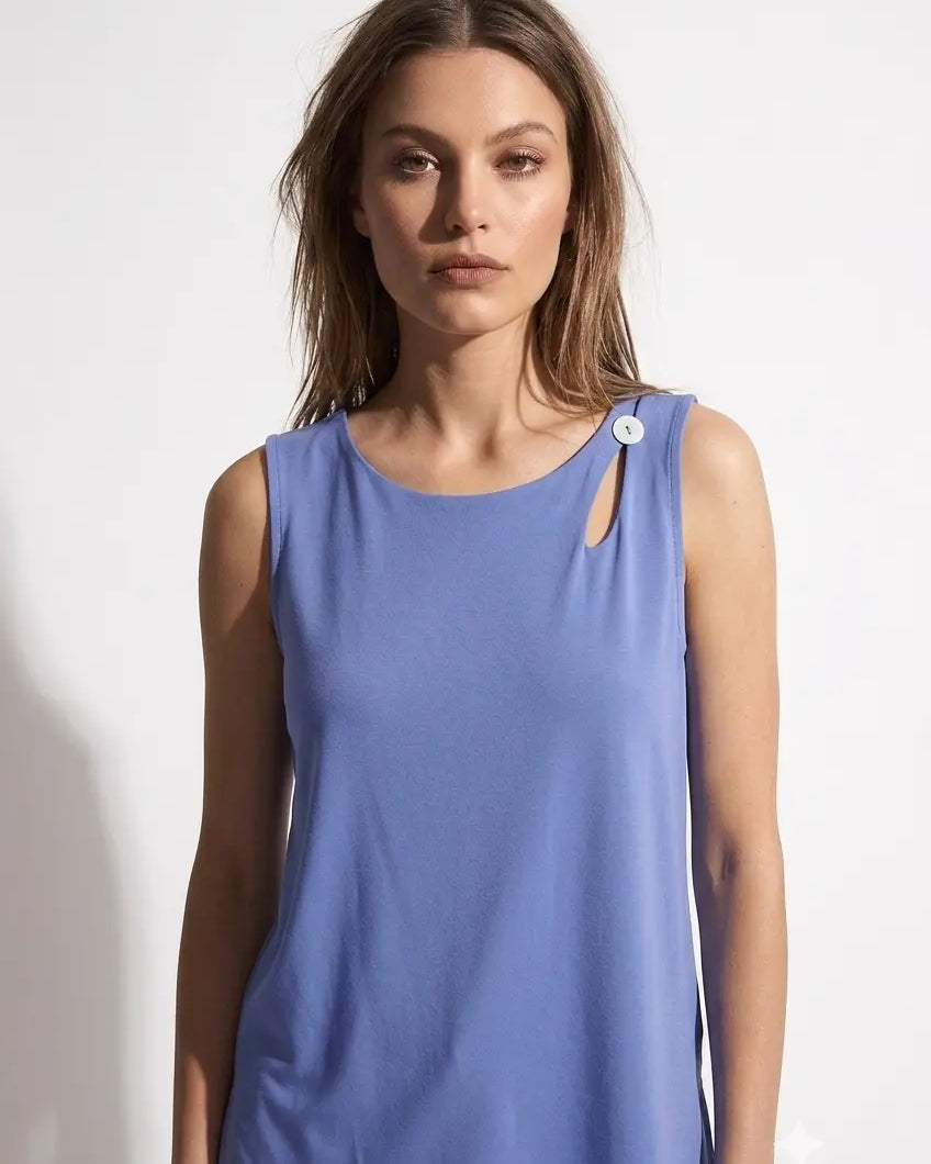 Canotta Fluida con Cut-Out e Bottone Madreperla DORABELLA